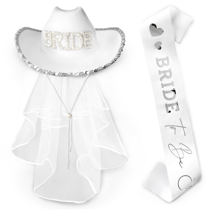 Bride Cowboy Hat Cowgirl Felt Western (Hat & Sash) - Texas Texan Costume Accessories