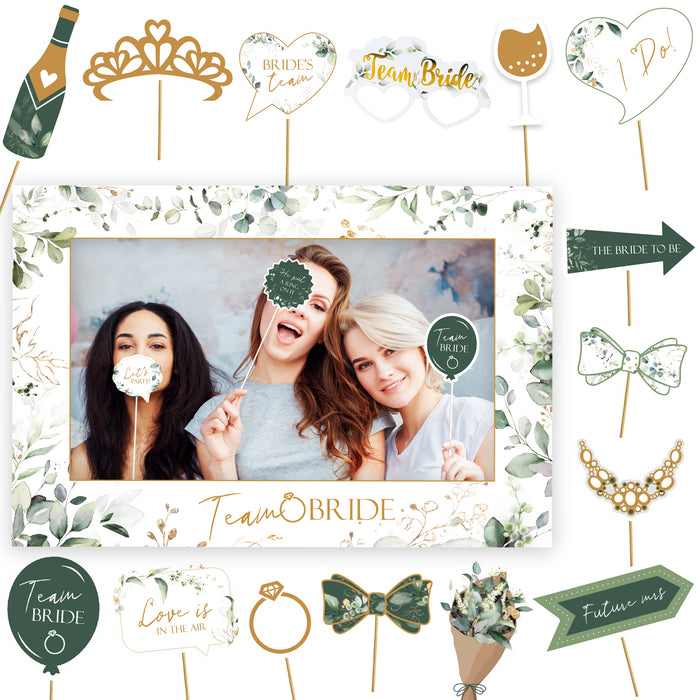 Hen Party Photo Frame and 27 Photo Props Set Botanical Floral