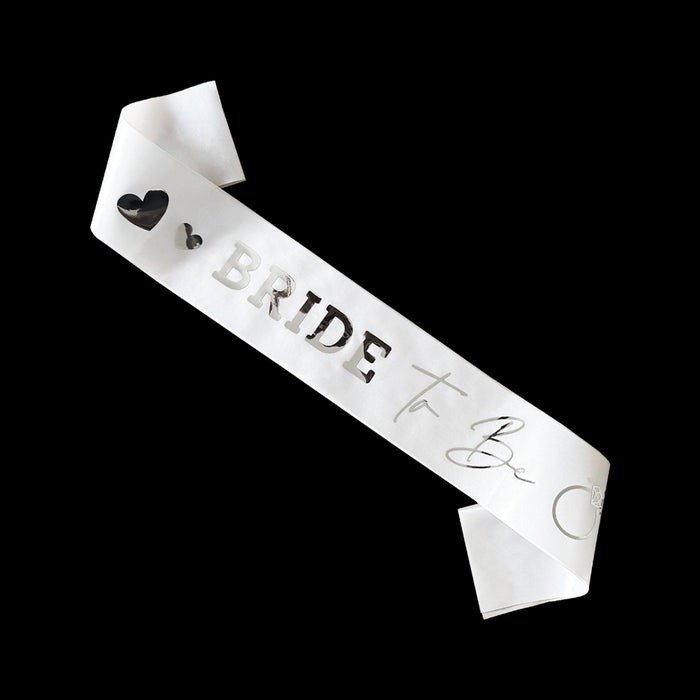 White and Silver Bride to Be Sash