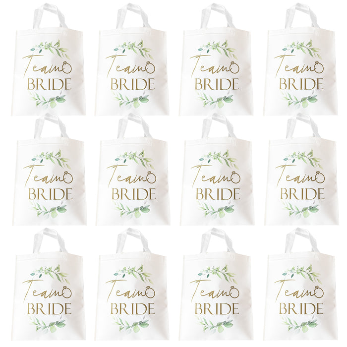 Pack of 12 Team Bride Tote Bags Botanical Hen Party