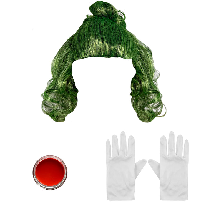 6-12 Years Childrens Kids Factory Worker World Book Day Wig Gloves & Make Up Set