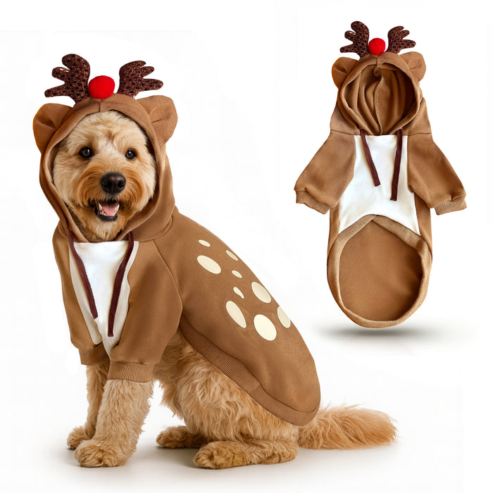 Dog Reindeer Jumper Costume Outfit Hoodie Puppy Dogs Coat Sweater S-XXL Sizes
