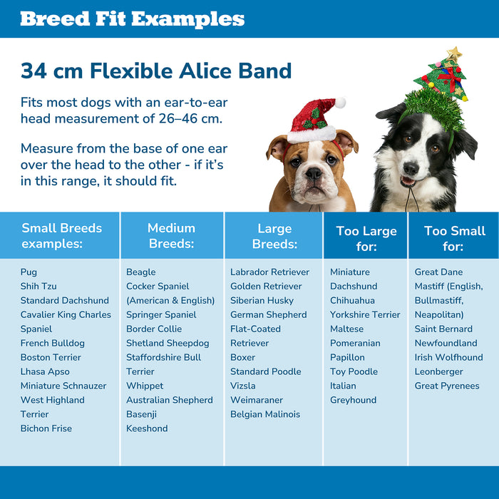 4 Pack Dog Christmas Headband - Small to Large Breeds Antlers Santa Reindeer