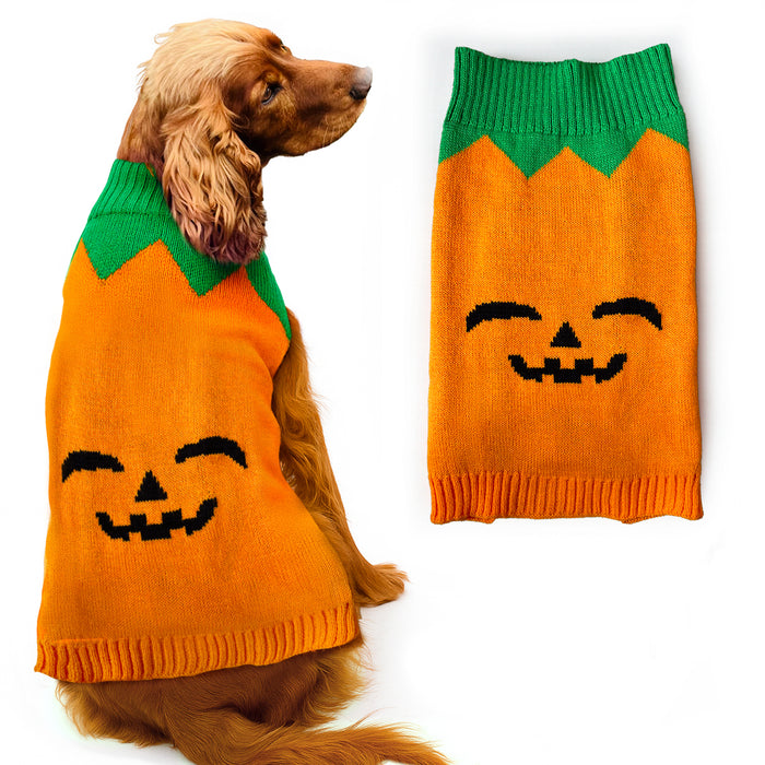 Halloween Dog Jumper Pumpkin Winter Sweater Coat for All Breeds and Sizes