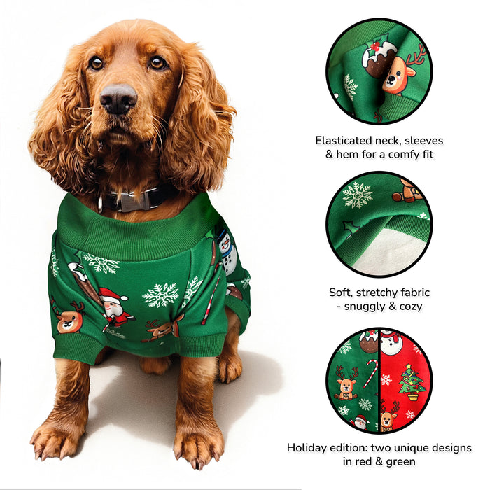 2 Pack Dog Jumper Costume Outfit Puppy Dogs Coat Sweater S-XXL Sizes Red Green