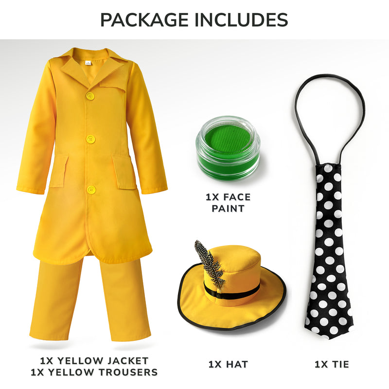 Childrens Kids Yellow Suit Mask Fancy Dress Costume
