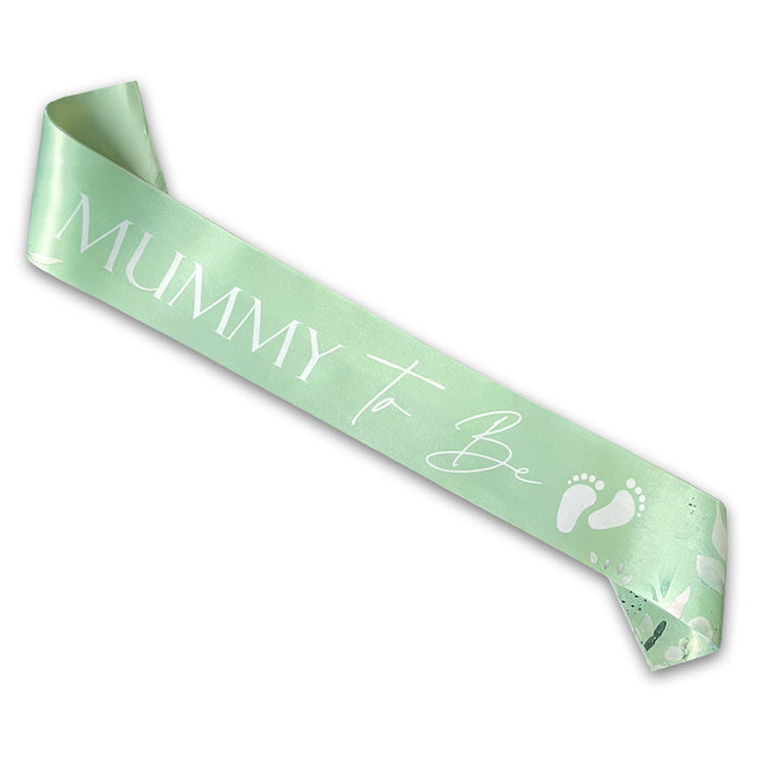 Mint Sage Green - Baby Shower Sash Mummy to Be Daddy Nanny Auntie Sister Neutral Unisex Botanical