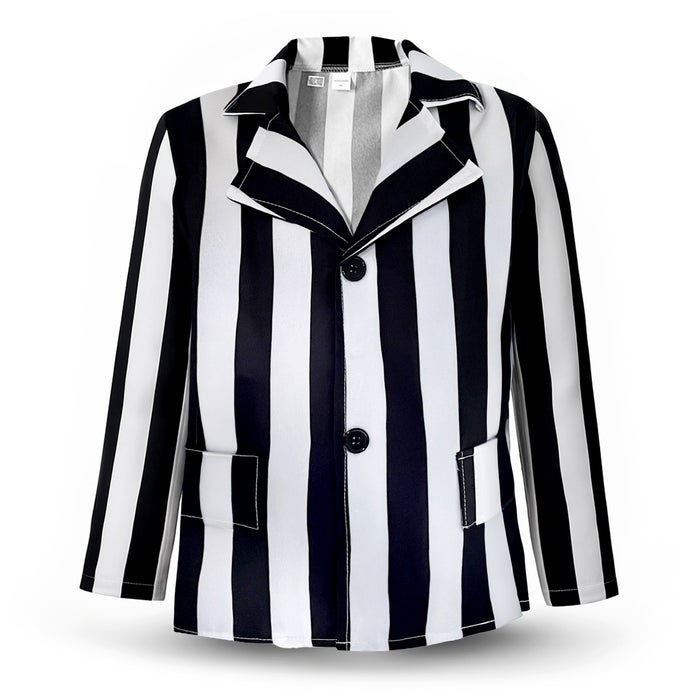 Childrens Kids Crazy Ghost Fancy Dress Costume, Wig & Paint Black White Striped 3-12 Years.