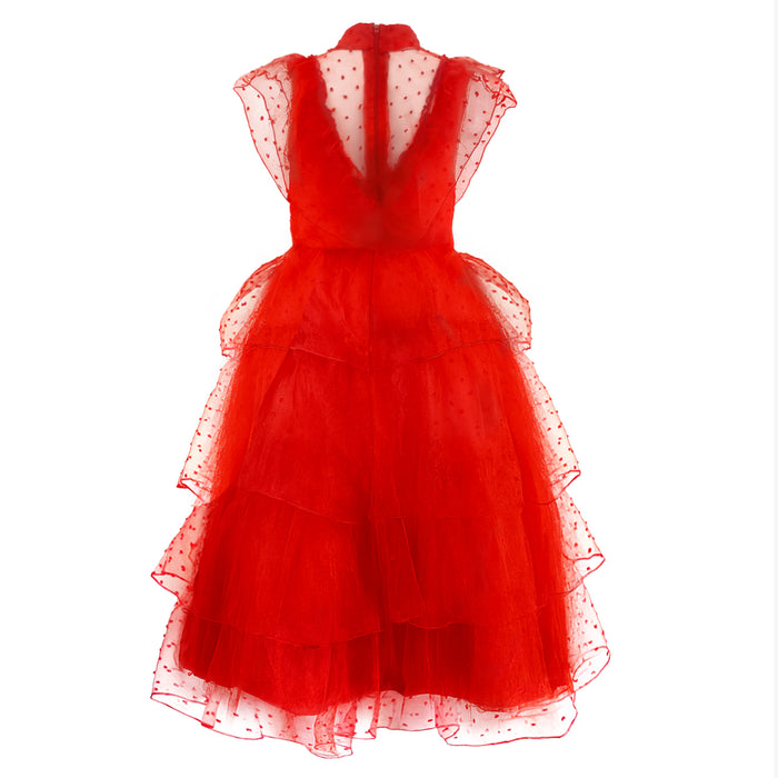 Childrens Kids Girls Red Lace Dress Lydia Fancy Dress Costume