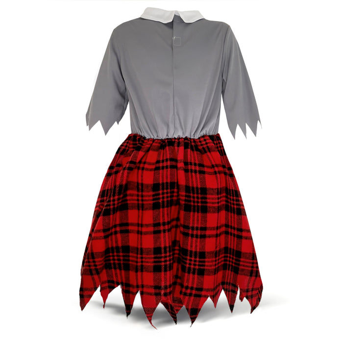 Childrens Kids Girls Zombie School Girl Fancy Dress Costume Blood and Tights.