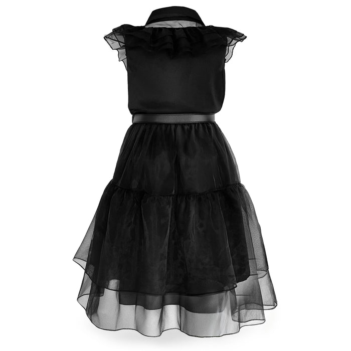 Childrens Kids Girls Scary Daughter Gothic Family Lace Dress Wig Earrings Socks Fancy Dress Costume 7-12 Years