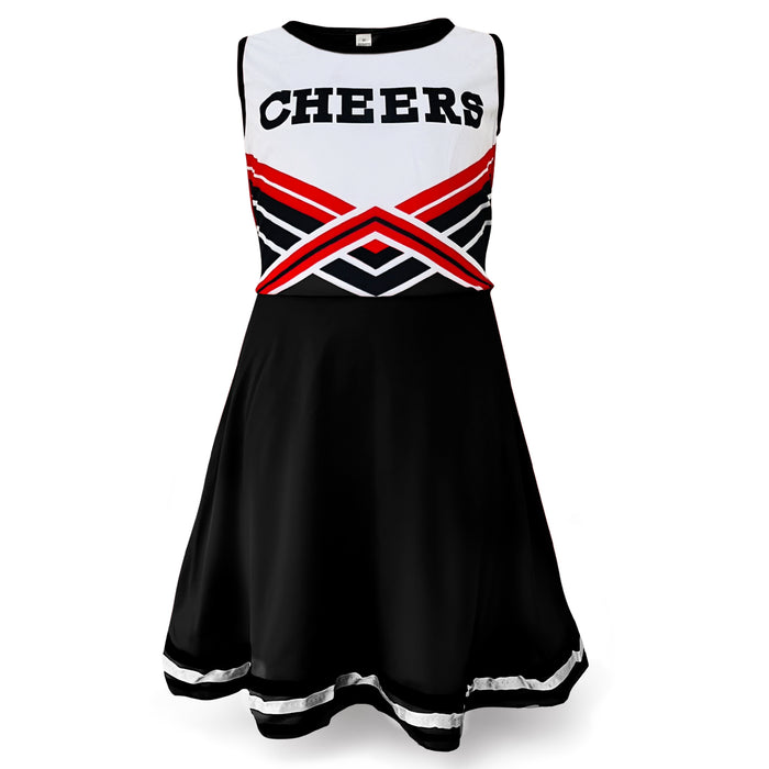 Childrens Kids Girls Zombie Cheerleader Fancy Dress Costume Black and Fake Blood