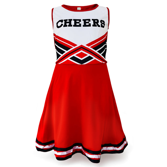 Childrens Kids Girls Zombie Cheerleader Red Fancy Dress Costume Tights and Fake Blood