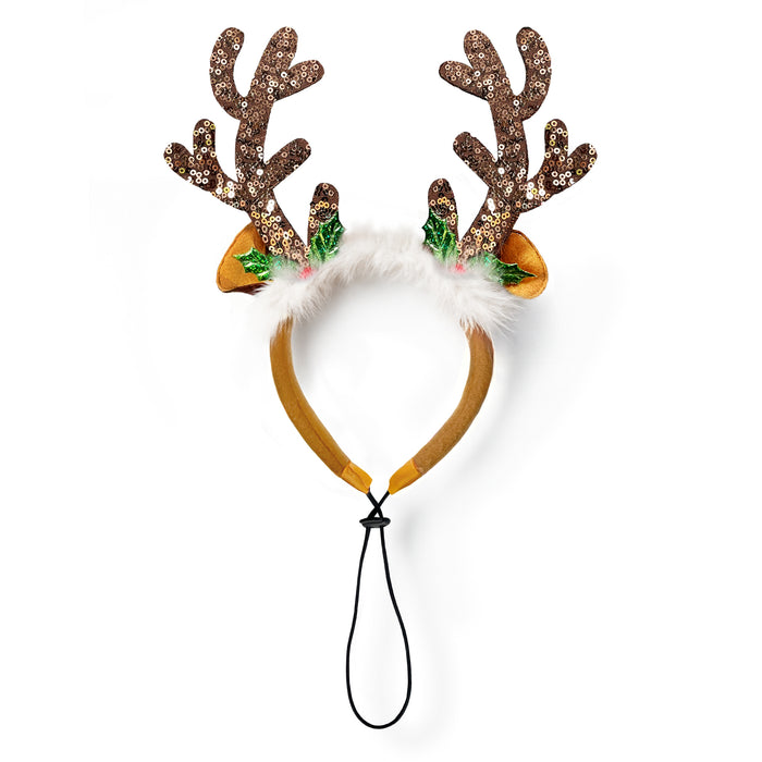 4 Pack Dog Christmas Headband - Small to Large Breeds Antlers Santa Reindeer