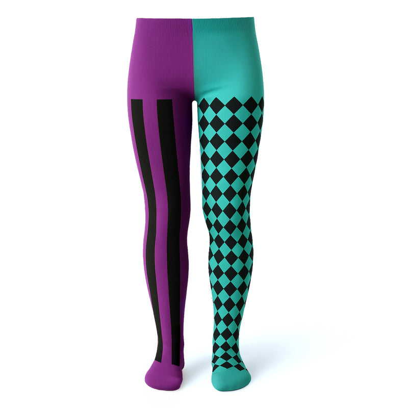 Childrens Kids Girls Blue and Purple Harlequin Clown Fancy Dress Costume
