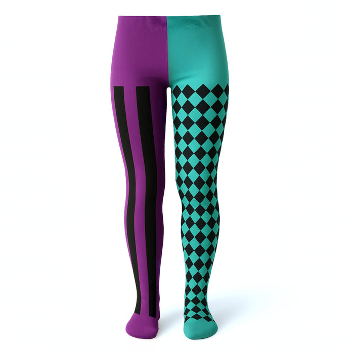 Childrens Kids Girls Blue and Purple Harlequin Clown Fancy Dress Costume