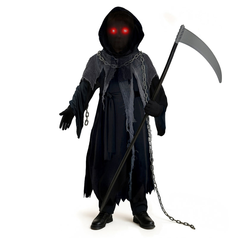 Childrens Kids Boys Girls Glaring Grim Reaper Death Fancy Dress Costume, Eyes and Scythe