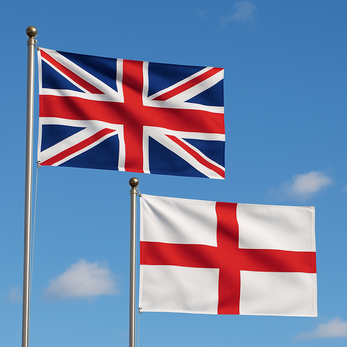 1x Union Jack & 1x St George England Large Flag 5ft x 3ft 100% Polyester with Metal Eyelets