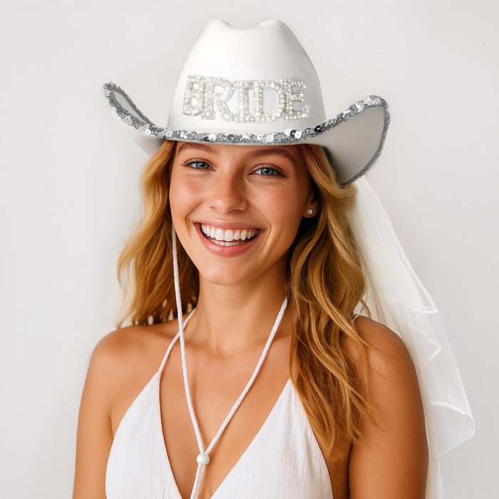 Bride Cowboy Hat Cowgirl Felt Western (Hat & Sash) - Texas Texan Costume Accessories