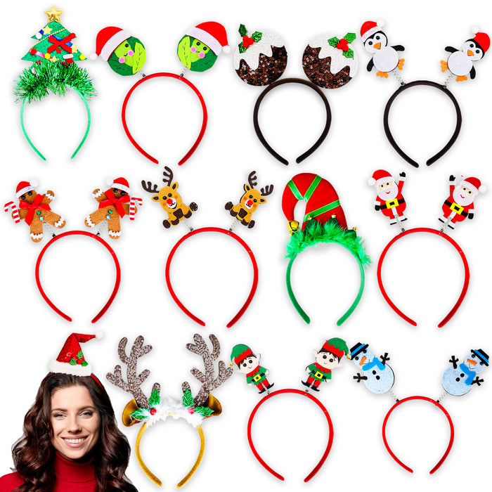 Christmas Headbands 12 Pack - For Adults & Kids Novelty Head Boppers Headbands