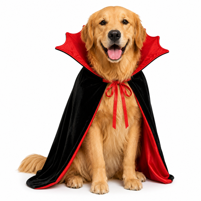 Halloween Pet Vampire Cape for Cats and Dogs, All Breeds and Sizes XS to 2XL