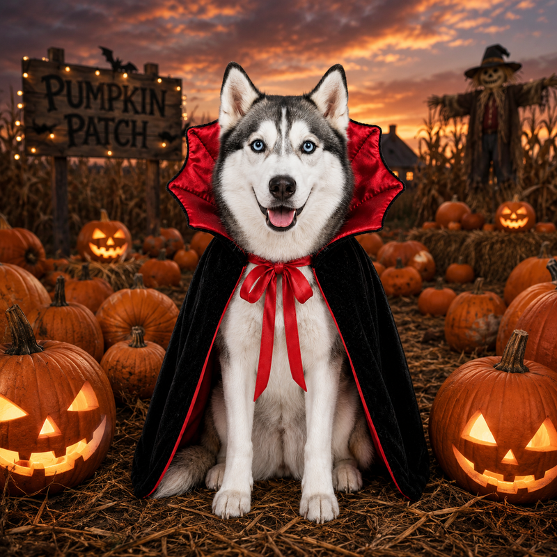 Halloween Pet Vampire Cape for Cats and Dogs, All Breeds and Sizes XS to 2XL