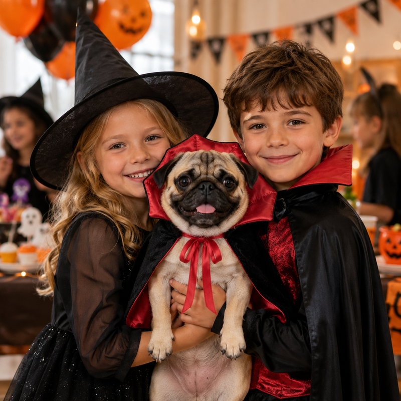 Halloween Pet Vampire Cape for Cats and Dogs, All Breeds and Sizes XS to 2XL