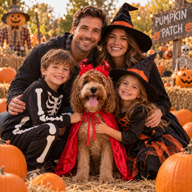 Halloween Devil Cape and Horns for Cats and Dogs, All Breeds and Sizes M to 2XL