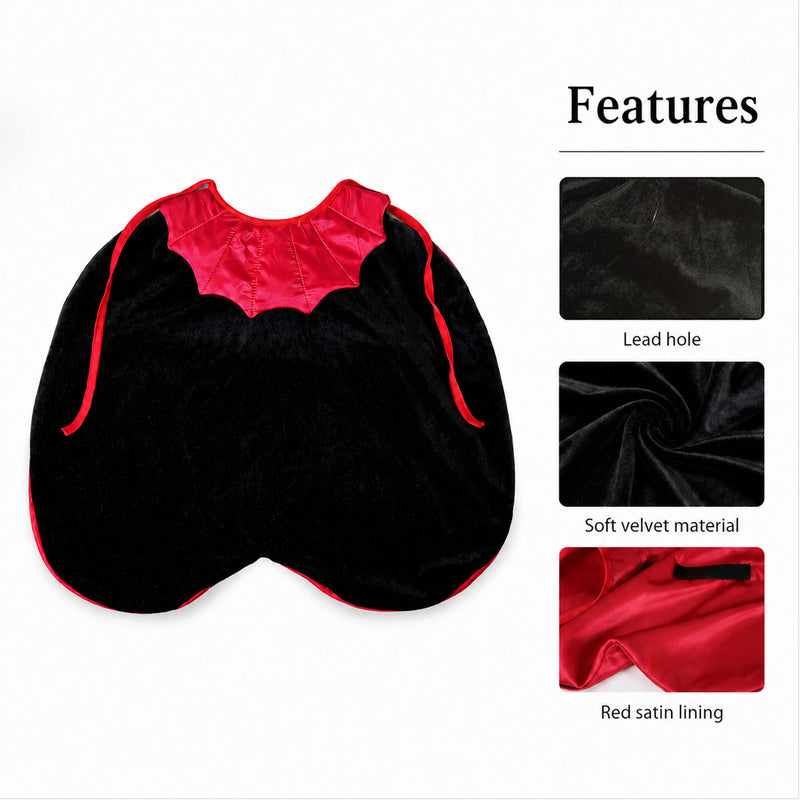 Halloween Pet Vampire Cape for Cats and Dogs, All Breeds and Sizes XS to 2XL
