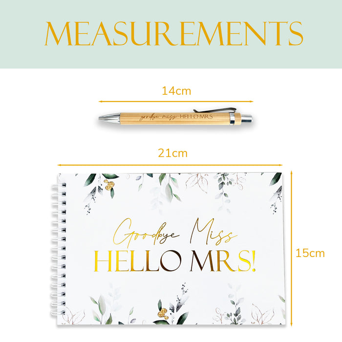 Hen Party Guestbook Goodbye Miss Hello Mrs Botanical themed