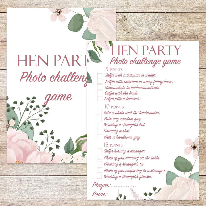 Pack of 12 Hen Party Photo Challenge Cards Game Keepsake