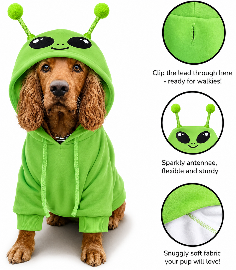 Halloween Dog Jumper Alien UFO Hoodie Sweater Coat for All Breeds and Sizes S to 5XL