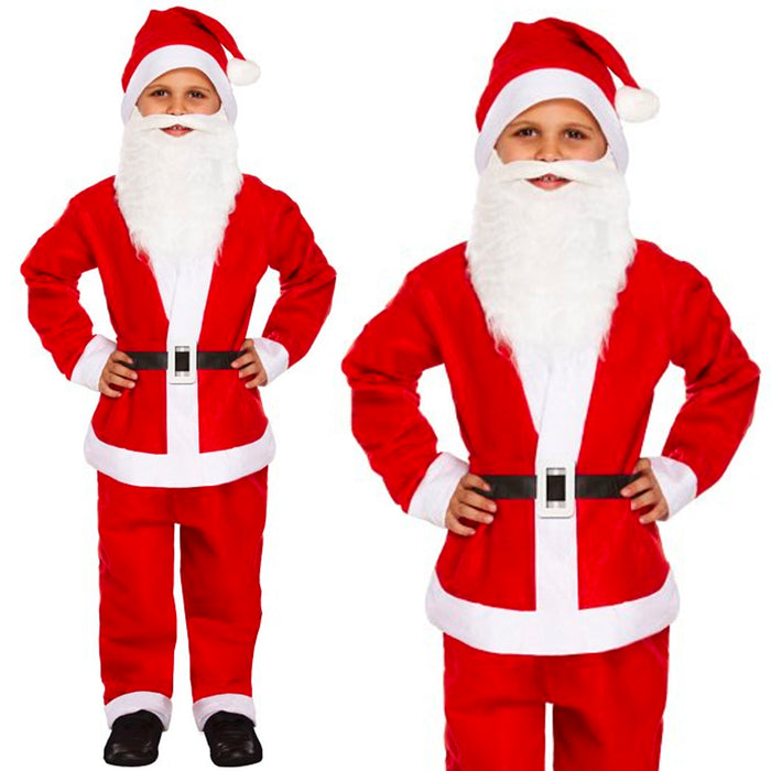 Childrens Kids Boys Santa Claus Fancy Dress Costume 4-12 Years