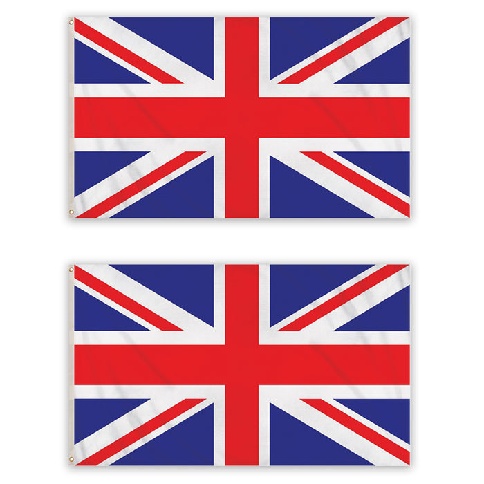 Pack of 2 - Union Jack Flag 3ft x 2ft 100% Polyester with Metal Eyelets