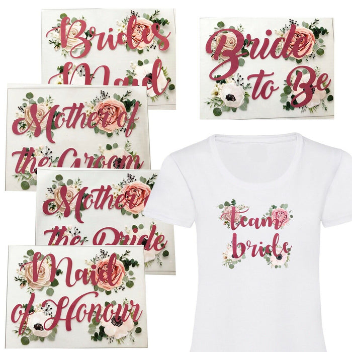 Hen Party T Shirt Transfers Rose Gold Floral
